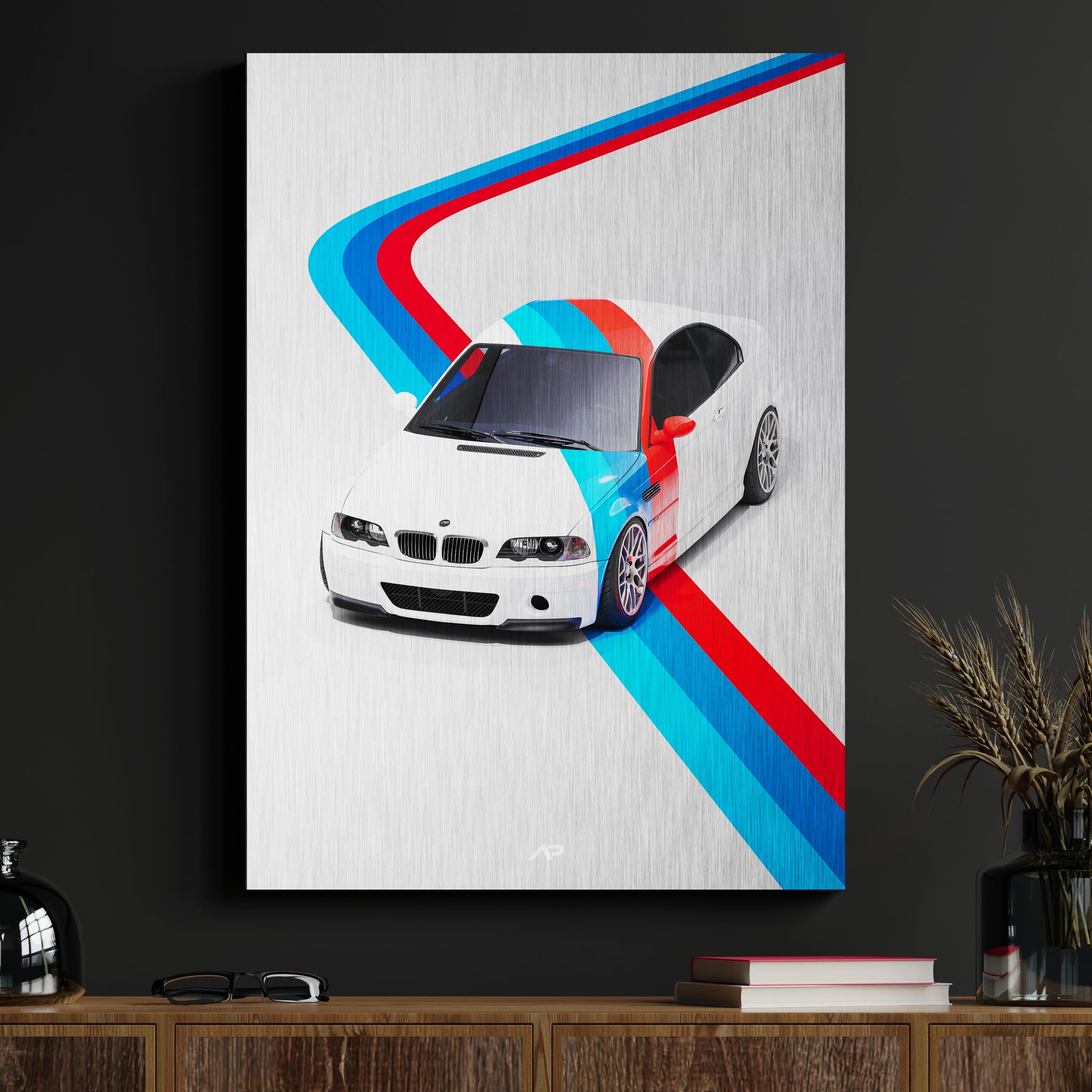 "BMW E46 M3 Stripes" Metall Poster PREMIUM ALU PLATE | AUTOPRINTS